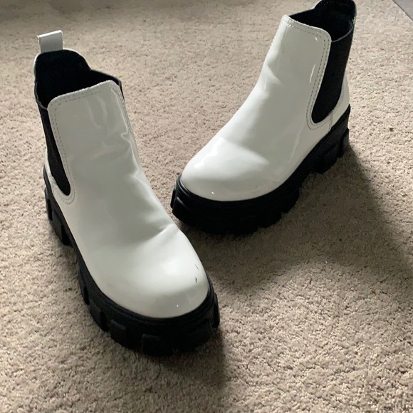 Circus by Sam Edelman Shoes - Chunky white patent booties. 8M